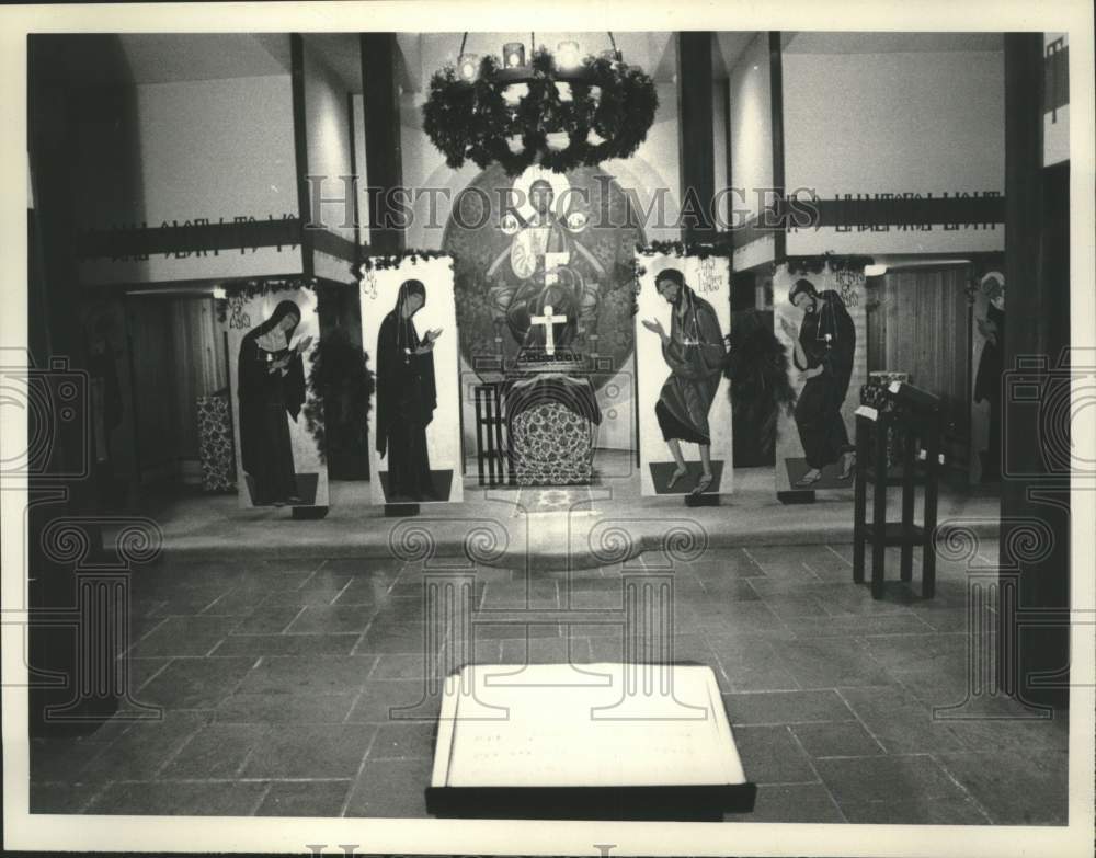 Monks of New Crete, Church altar in New York - Historic Images