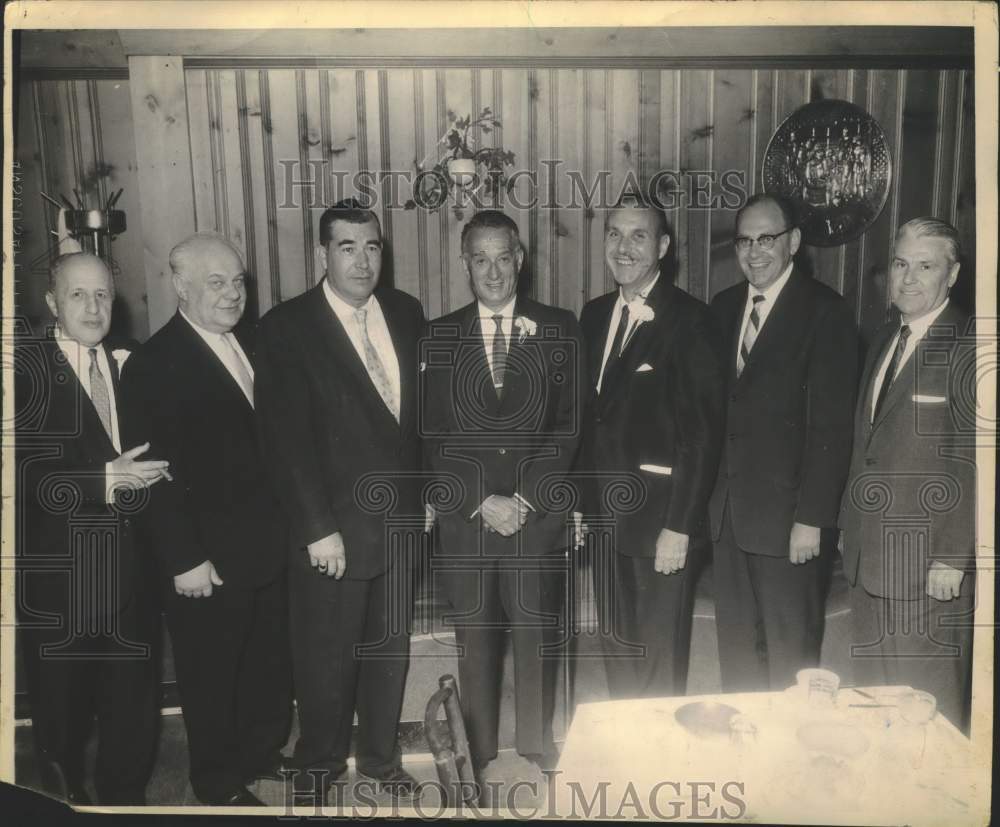 1961 Men pose at Testimonial Dinner for New York Comptroller Levitt - Historic Images