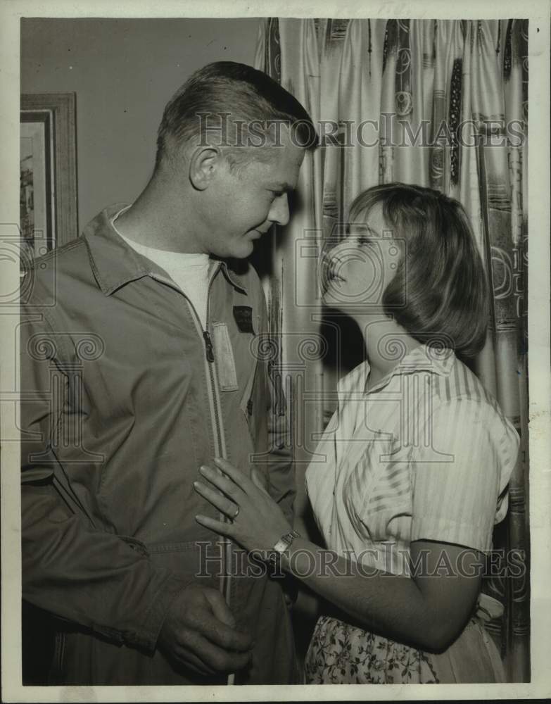 1965 Actress Nancy Malone talks with another man (not identified) - Historic Images