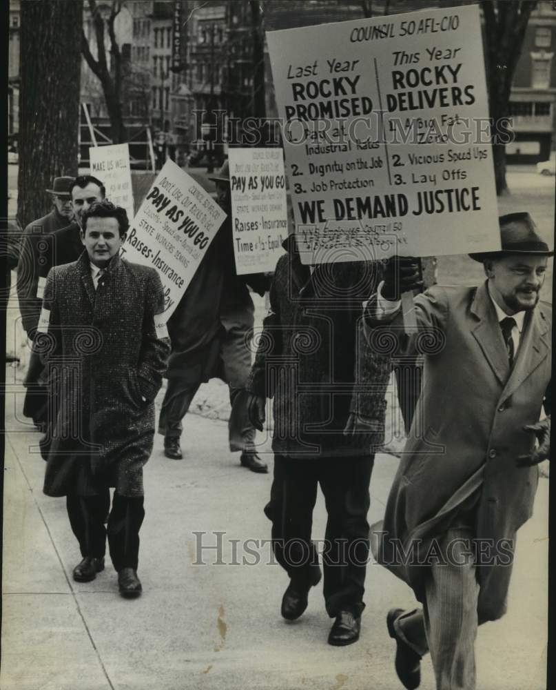1960 State Employees union members march in Albany, New York - Historic Images