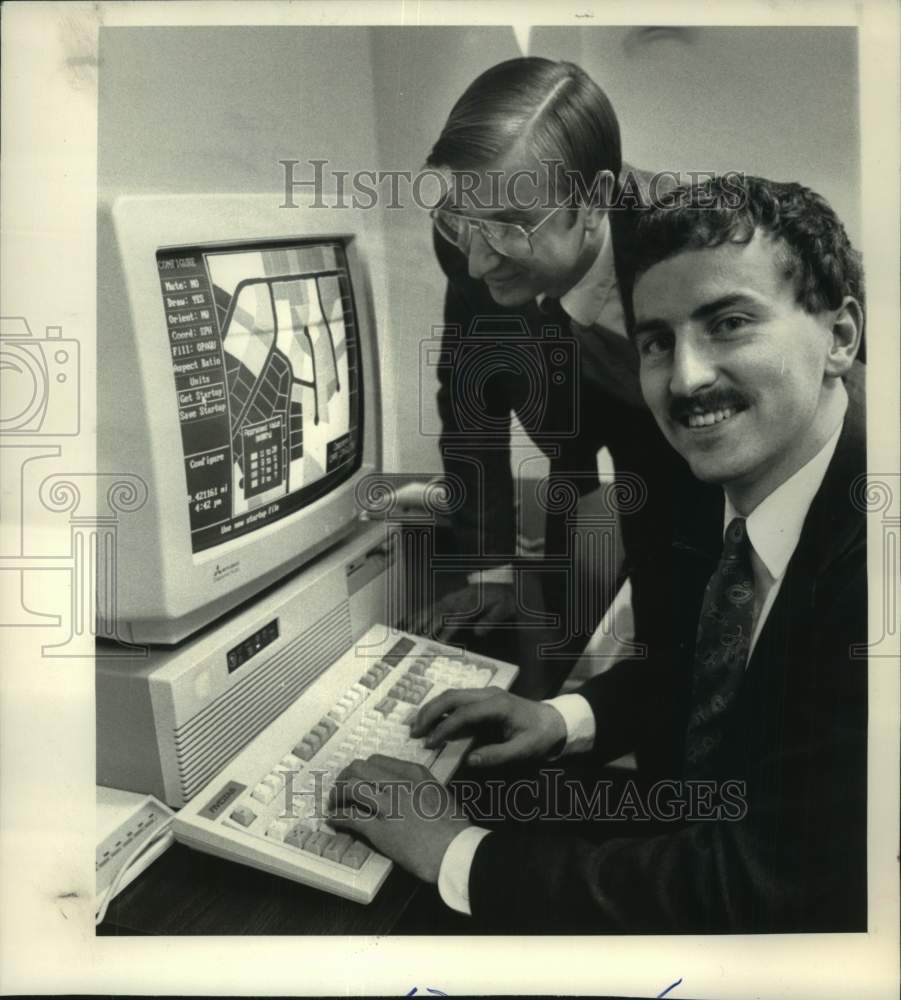 1988 Michael Marvin & Sean O'Sullivan at MapInfo in Troy, New York - Historic Images