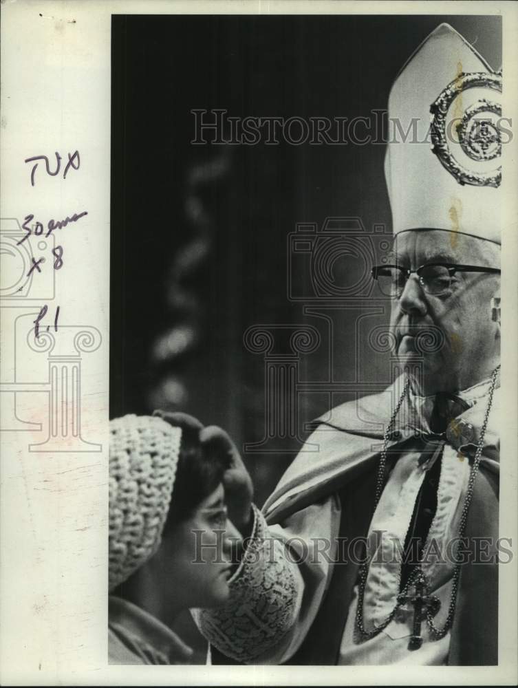 1975 Ellen Clark receives the ashes from Bishop Edward J Maginn - Historic Images