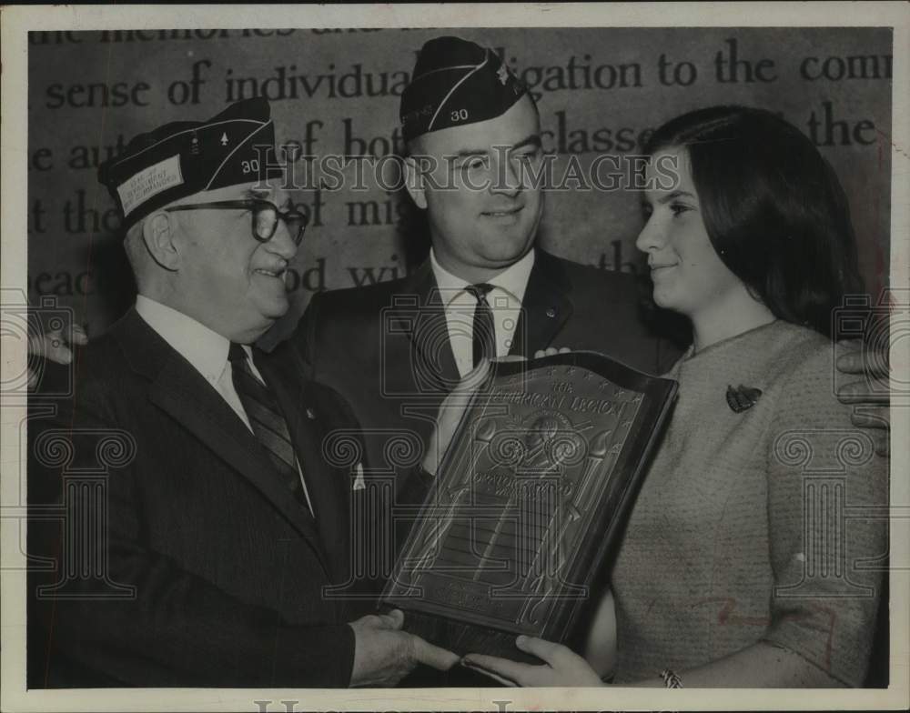 1965 Press Photo Maureen Maloney receives Oratorical Award from American Legion - Historic Images