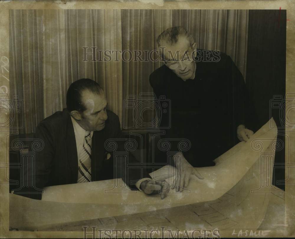 1978 John Rehfuss & Brother Augustine Loes review LaSalle blueprints - Historic Images