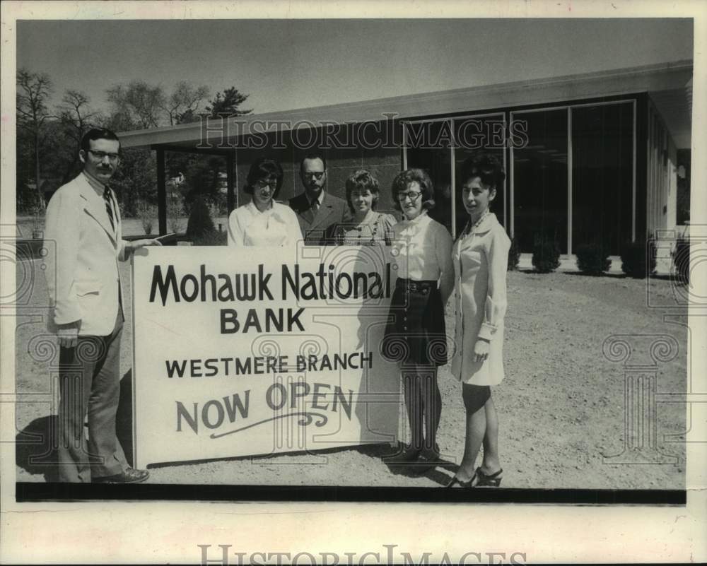 1973 Mohawk National Bank staff outside new branch in Westmere, NY - Historic Images