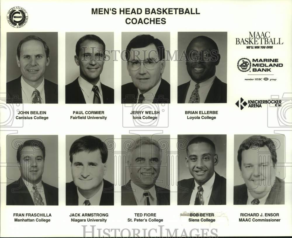 Press Photo MAAC Men&#39;s Head Basketball Coaches publicity card with 9 photos - Historic Images