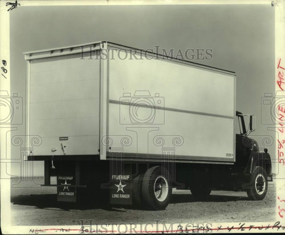 1978 Unmarked box truck is parked on gravel for photo - Historic Images