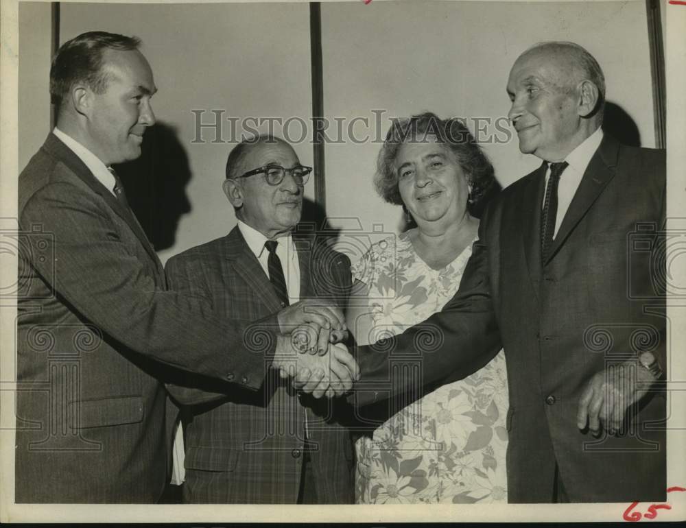 1969 Political candidate Thomas Whalen greets Albany, NY seniors - Historic Images