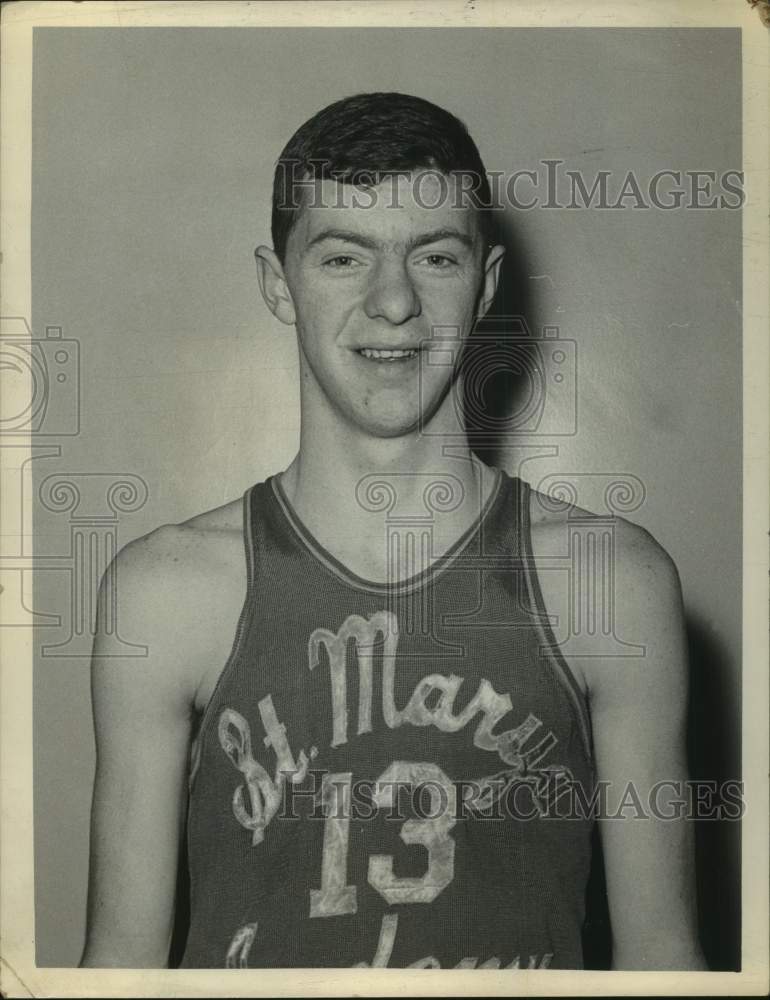 1965 Press Photo St Mary's Basketball Player #13 Mal McGuire smiles for photo - Historic Images