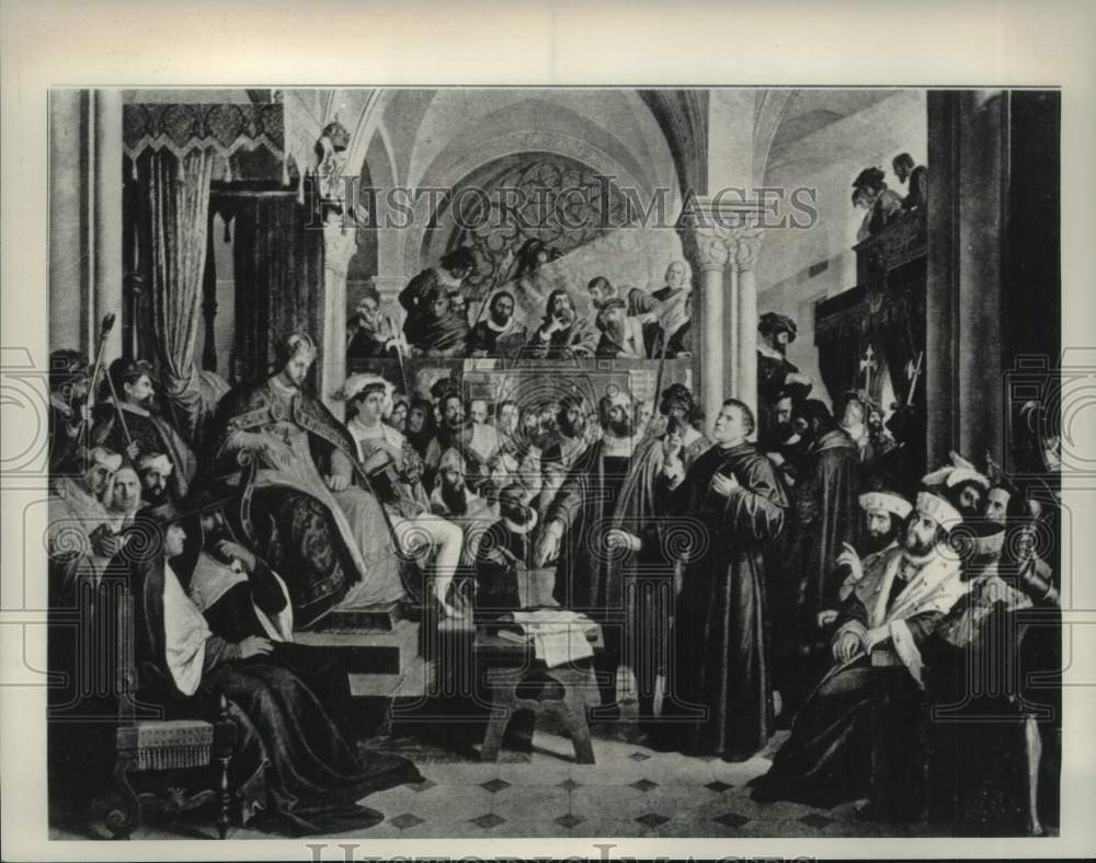 1967 Painting for Martin Luther speaks to Emperor Charles V - Historic Images