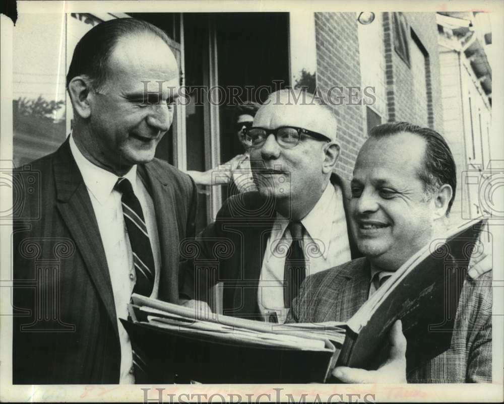 1974 Knights of Columbus officers converse in Schenectady, New York - Historic Images