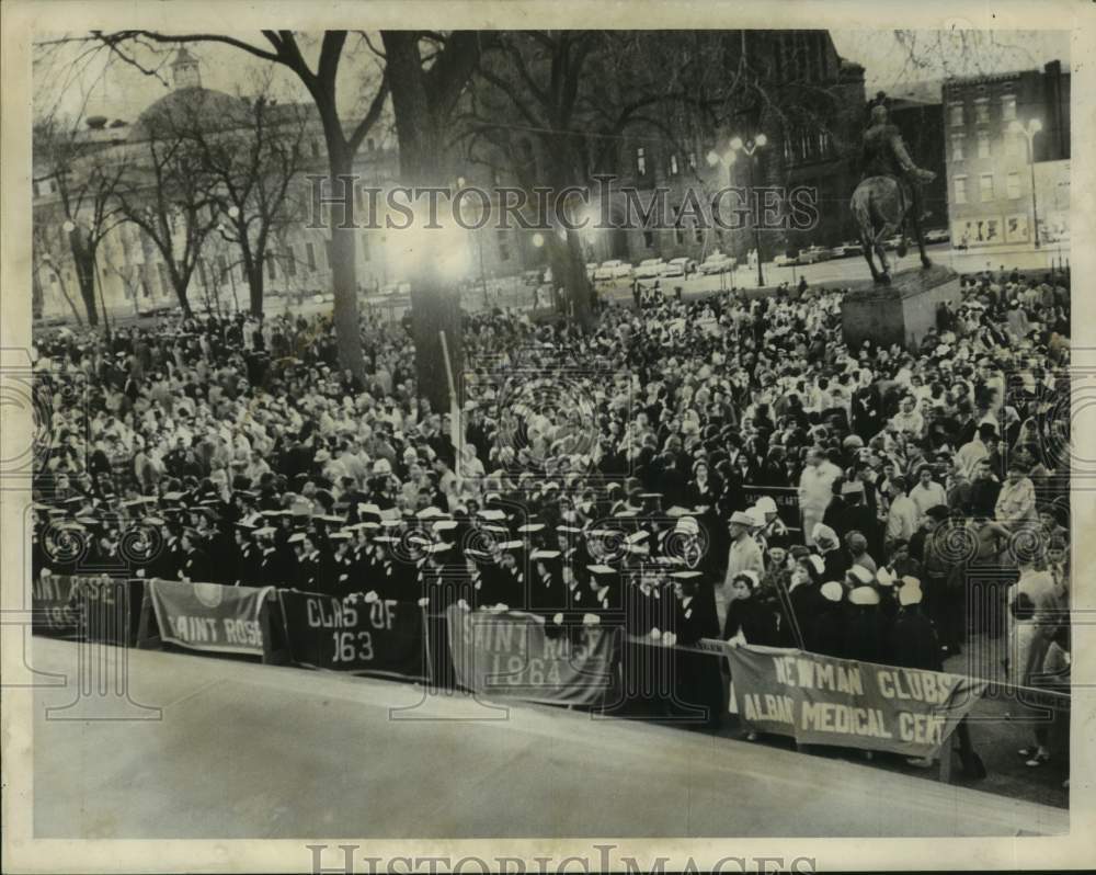 1961 College of St. Rose students prep for May Day Parade, New York - Historic Images