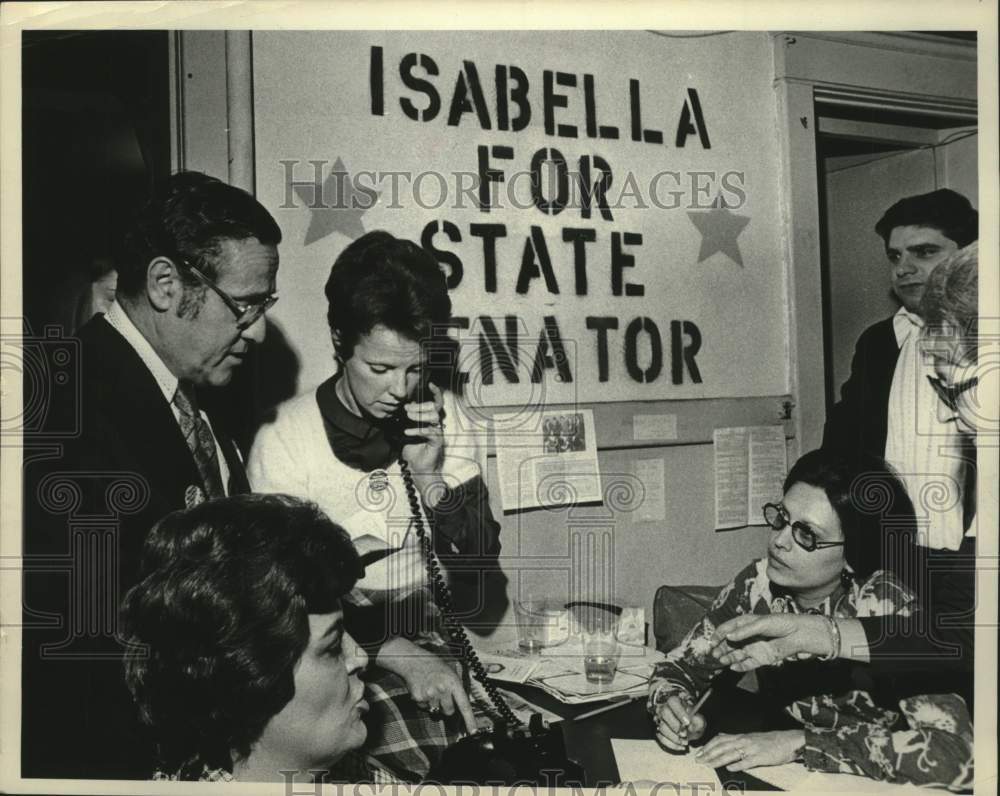 1974 Staffers at Fred Isabella Schenectady, NY campaign headquarters - Historic Images