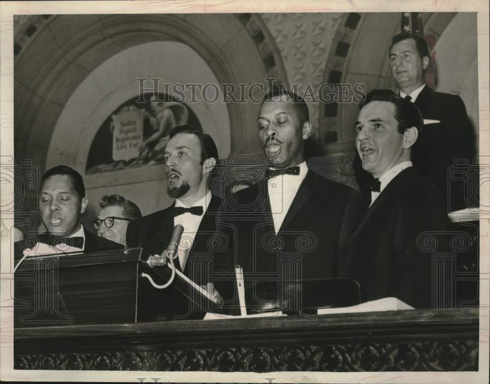 1961 Malcolm Dodge Quartet performs New York State song in Albany - Historic Images