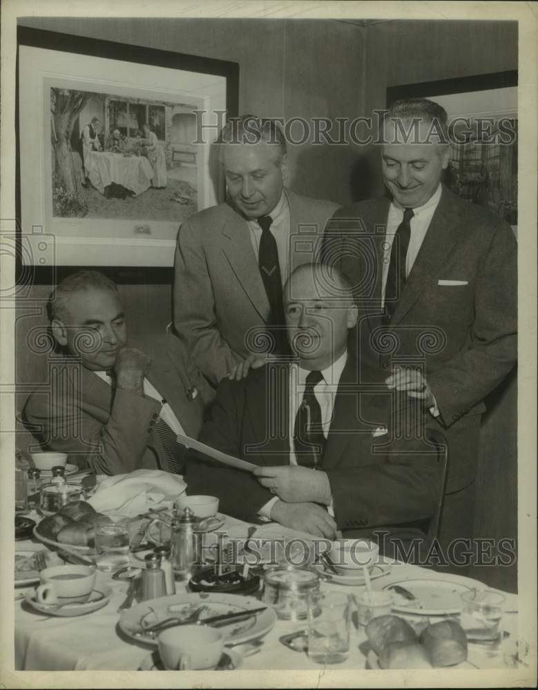 Businessmen pose during luncheon in Albany, New York - Historic Images