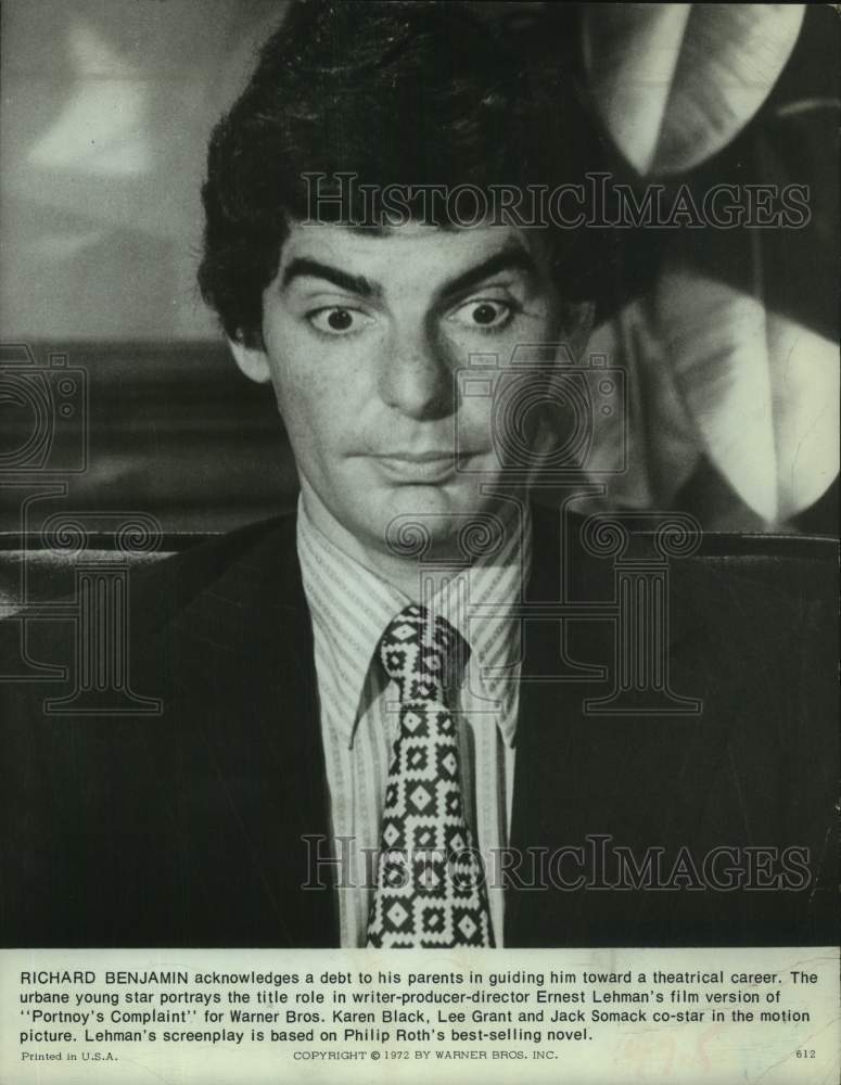 1972 Press Photo Richard Benjamin stars in &quot;Portnoy&#39;s Complaint&quot; - Historic Images