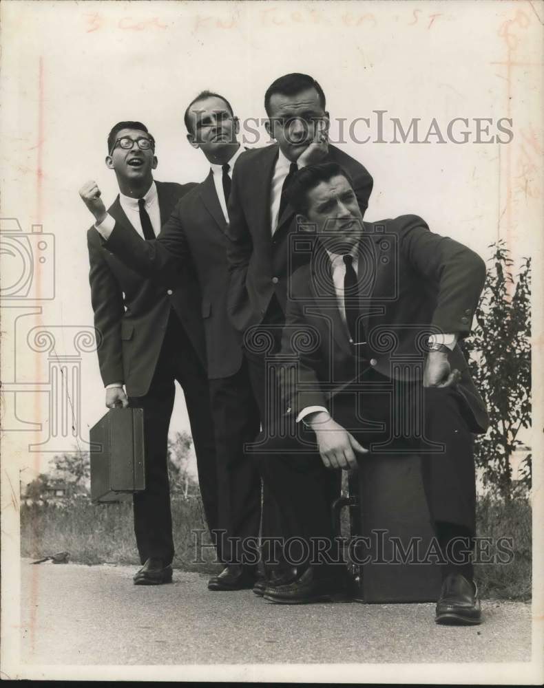 1964 Members of barbershop quartet post on New York roadside-Historic Images
