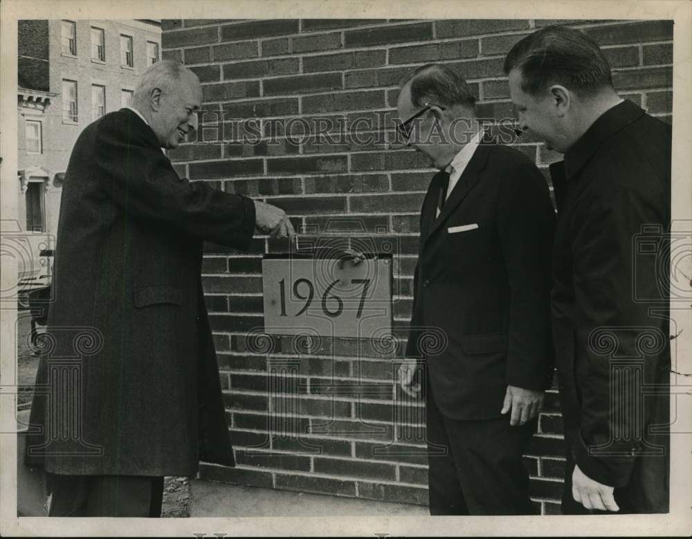 1967 Officials lay cornerstone for Albany, NY County Health Building-Historic Images
