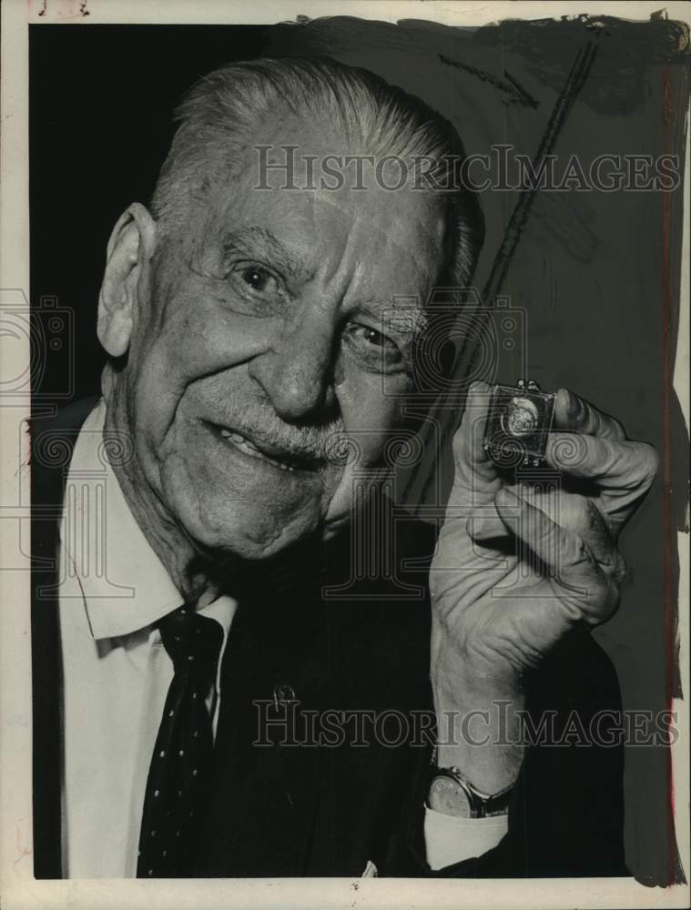 Press Photo Harold F. Andrews shows off prized antique in Albany, New York - Historic Images