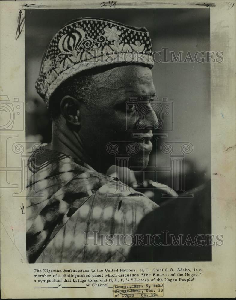 1965 H.E. Chief S.O. Adebo, Nigerian Ambassador to United Nations - Historic Images