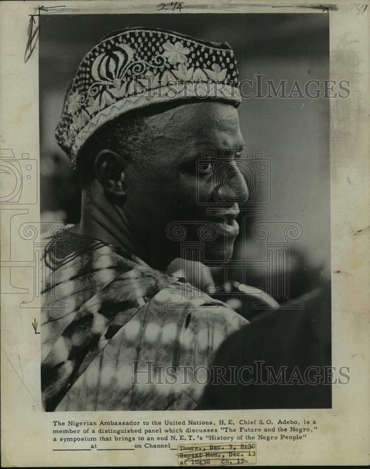 1965 H.E. Chief S.O. Adebo, Nigerian Ambassador to United Nations - Historic Images