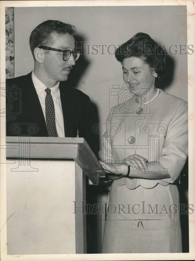 1963 Donald Barry with Mrs. Robert Herman at YWCA in New York-Historic Images