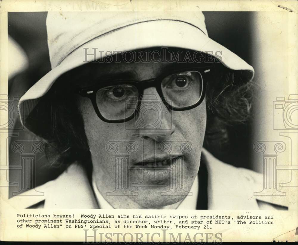 1976 Press Photo Director Woody Allen in &quot;The Politics of Woody Allen&quot; on PBS - Historic Images