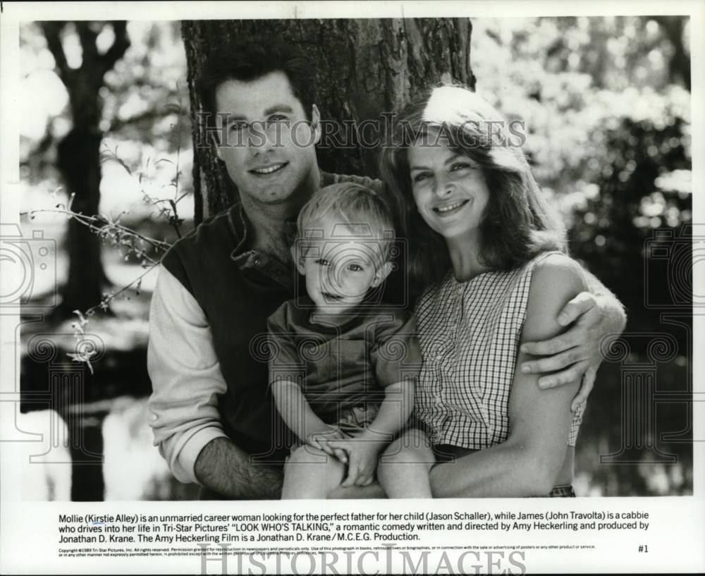 1989 Press Photo Kirstie Alley & John Travolta star in "Look Who's Talking" - Historic Images