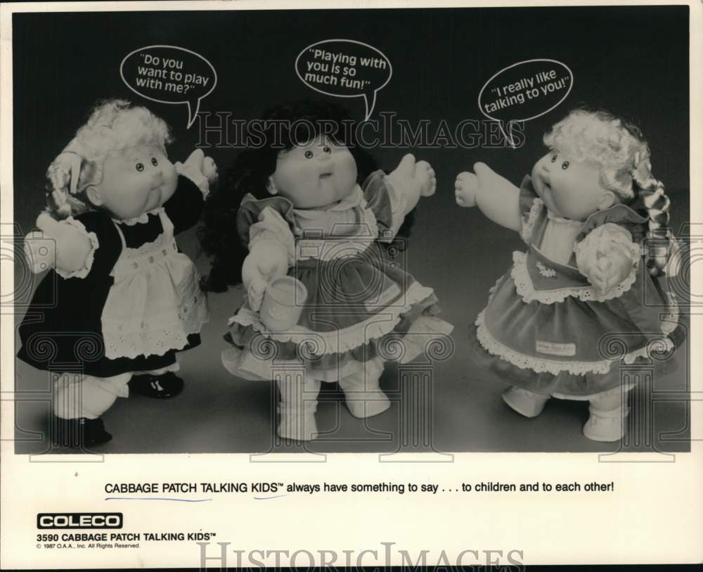1987 Press Photo Coleco advertisement for Cabbage Patch Talking Kids™ - Historic Images