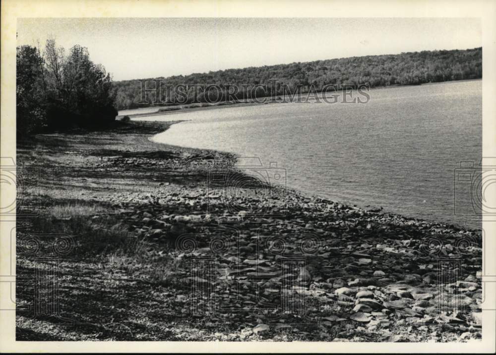 1980 Press Photo Low water level in Alcove Reservoir in New York - Historic Images