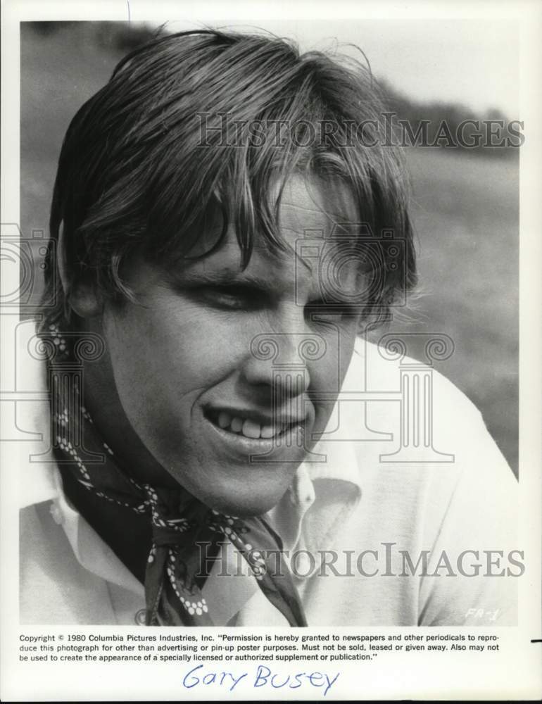 1980 Press Photo Gary Busey stars in movie scene - Historic Images