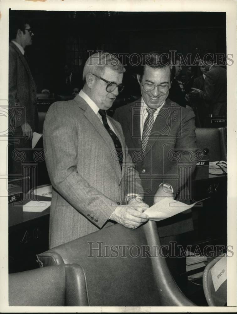 1984 Press Photo New York Assemblymen Neil Kelleher & Michael Hoblock at Capitol- Historic Images