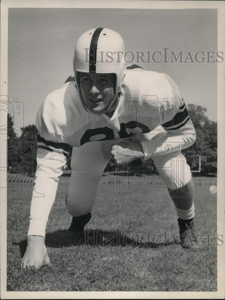 1956 Press Photo Sam Armstrong, Union College football, Schenectady, New York- Historic Images