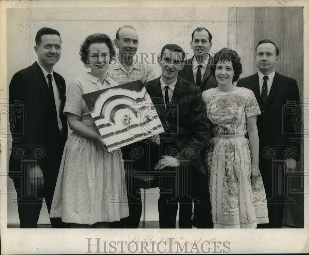 1964 Group poses with winning photomicrograph entry in New York-Historic Images