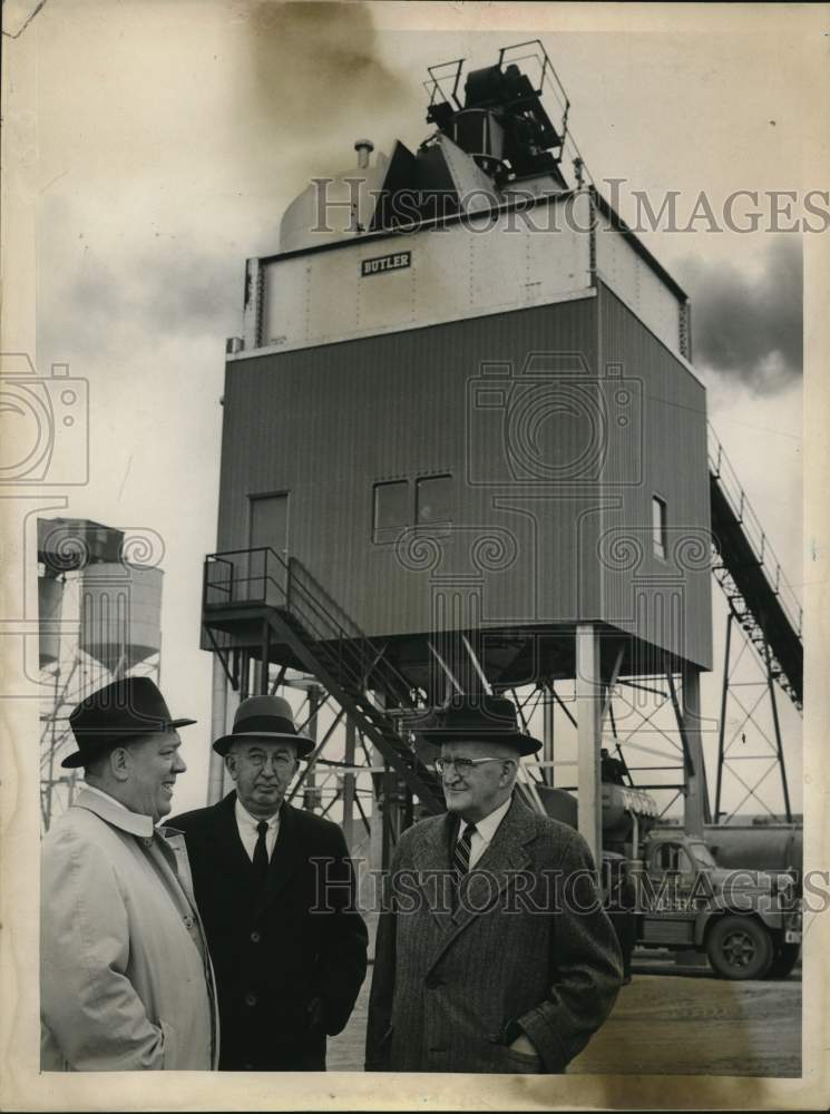 1962 Officials talk outside cement facility at Port of Albany, NY-Historic Images