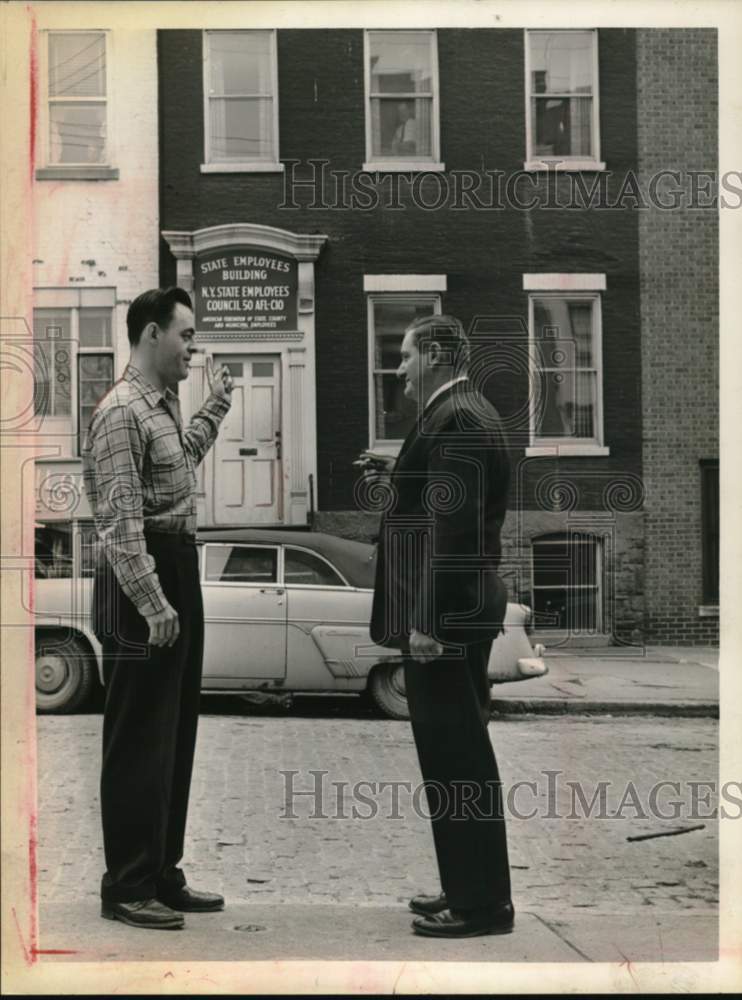 1962 Union bosses chat outside office in Albany, New York-Historic Images