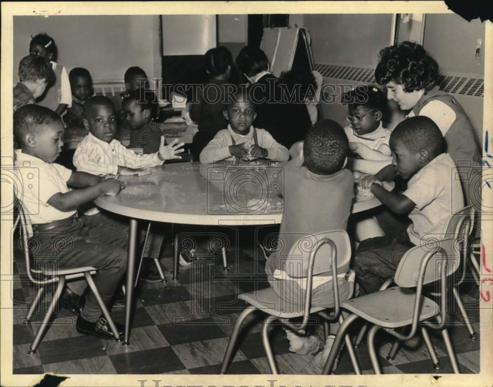 1969 Teacher with kids at Trinity Church Day Care Center, Albany, NY-Historic Images