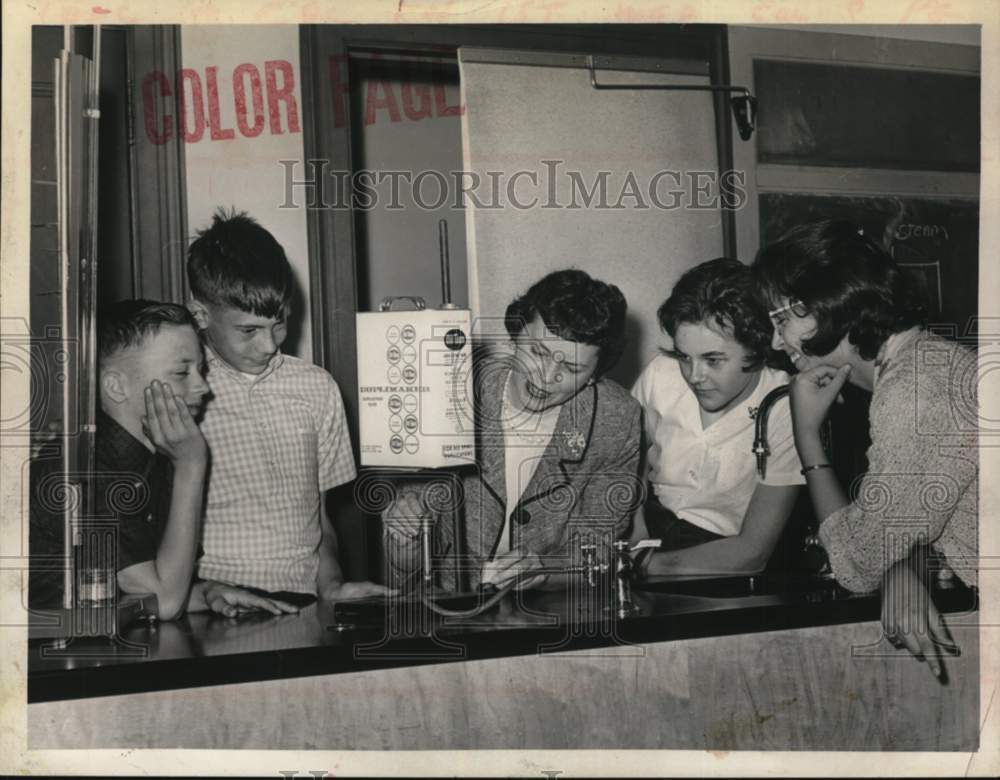 1963 Hackett Junior High students watch teacher in New York class-Historic Images