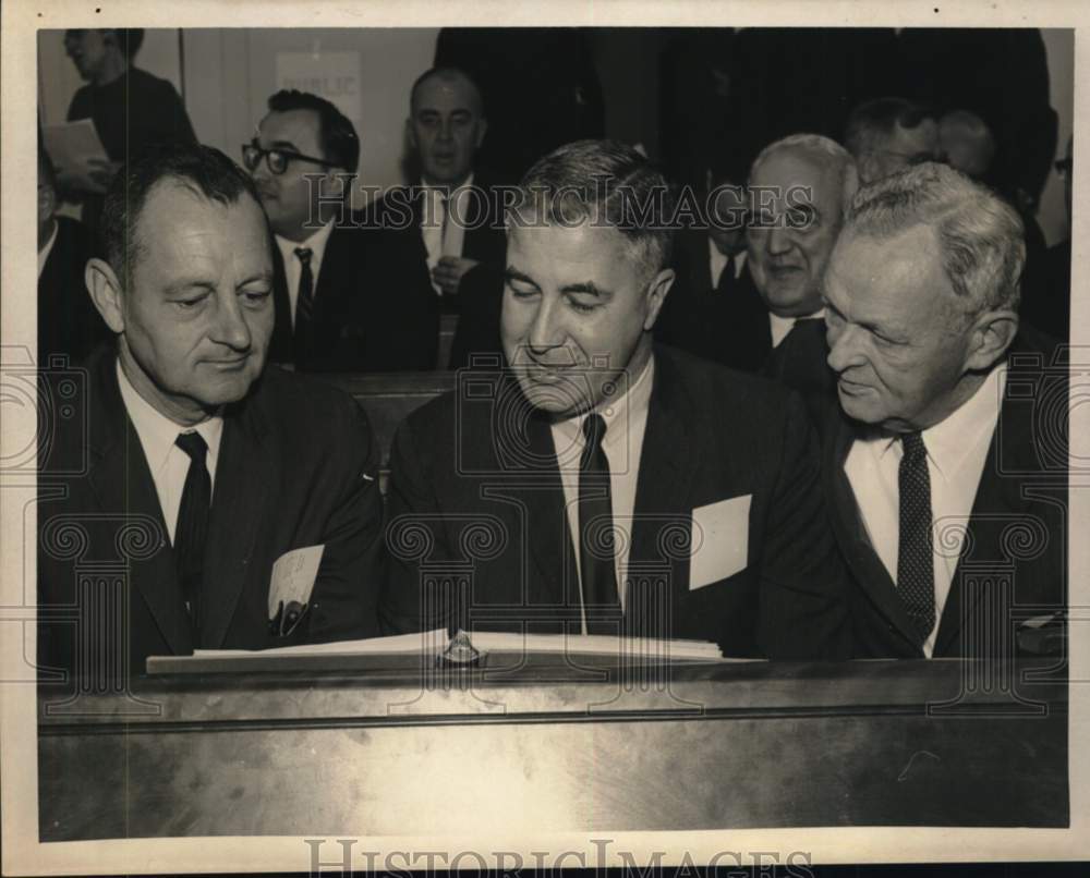 1965 Group reads report at power blackout hearing in New York-Historic Images