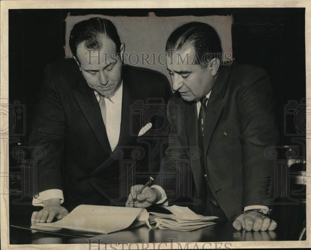 1951 Victor Condello confers with Philip Bisceglia in New York-Historic Images