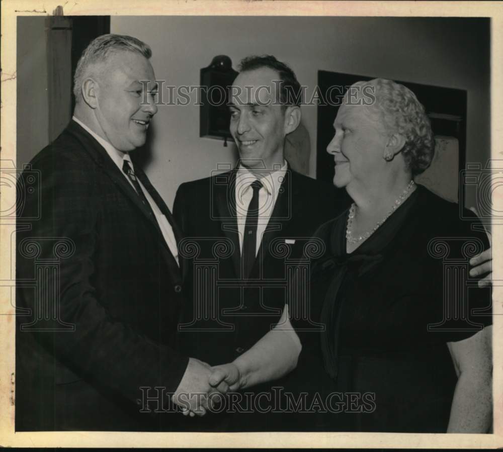 1966 Charles E. Cahill greets woman in New York-Historic Images