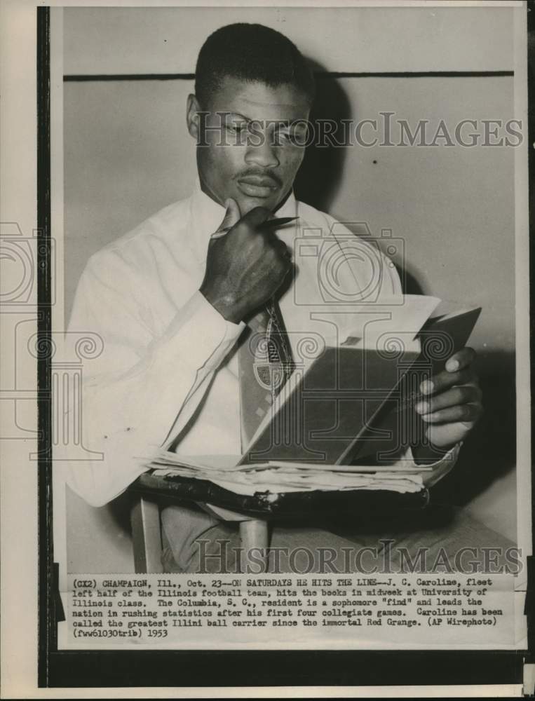 1953 J.C. Caroline studying at University of Illinois in Champaign-Historic Images