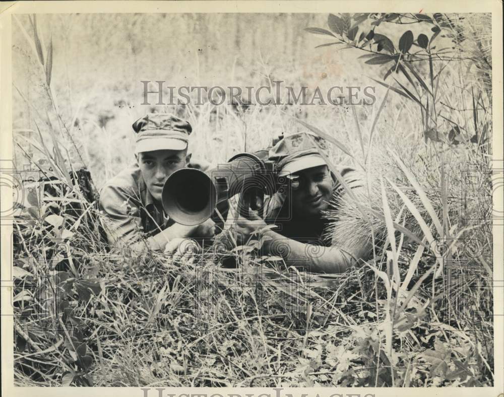 1963 Soldiers aim weapon at Camp LeJeune in North Carolina-Historic Images