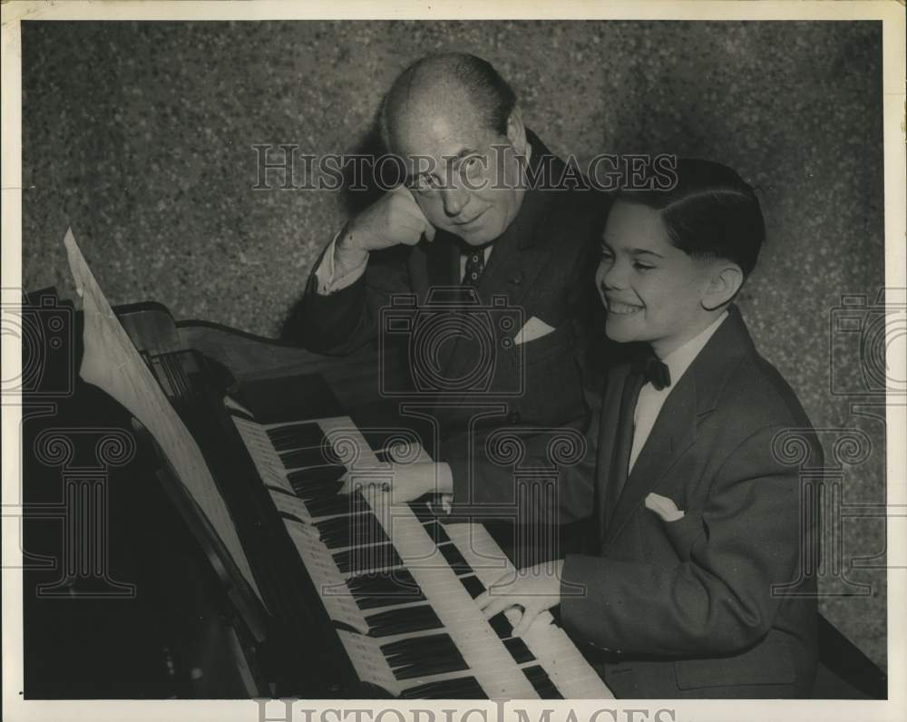 1956 Eugene Ormandy with Glenn Derringer at organ in New York-Historic Images