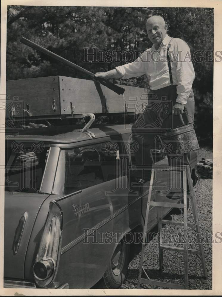 1958 Russell Case loading car for trip in Westmere, New York-Historic Images