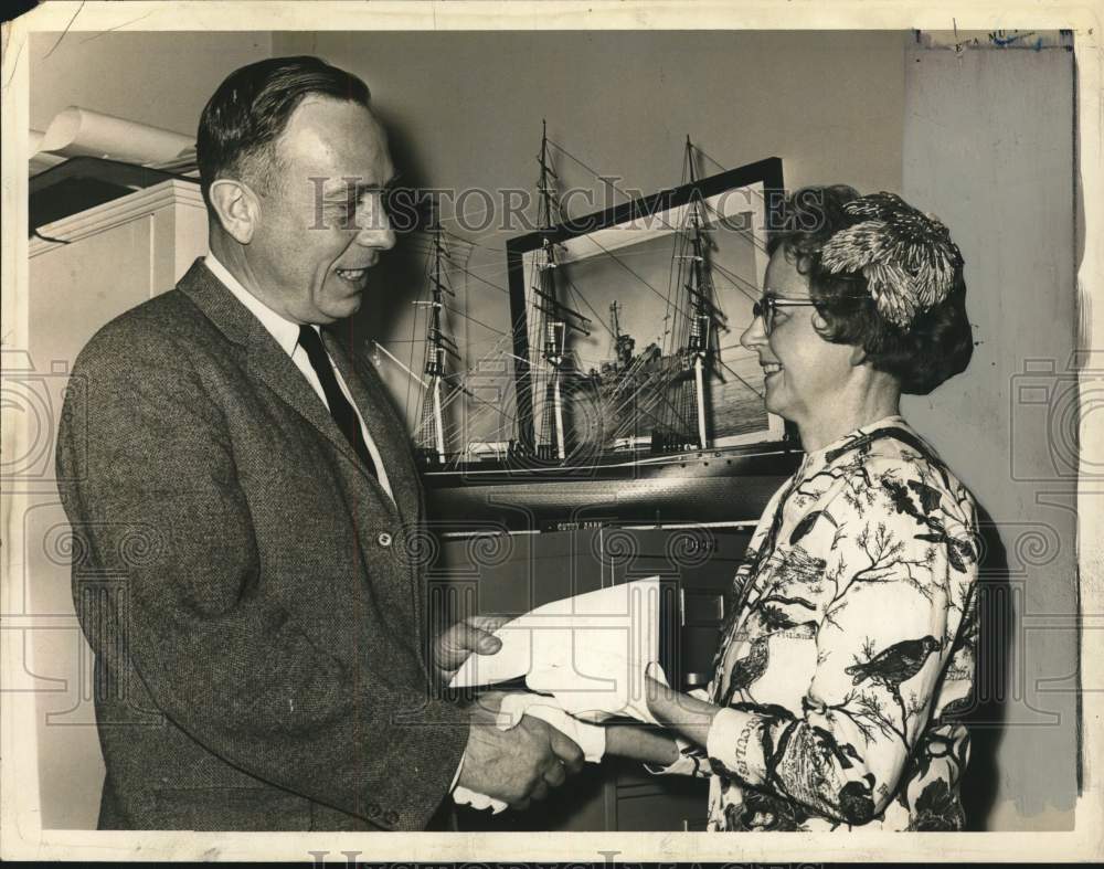 1961 Roy H. Myers and contest winner Mrs. Marion Dillenback-Historic Images