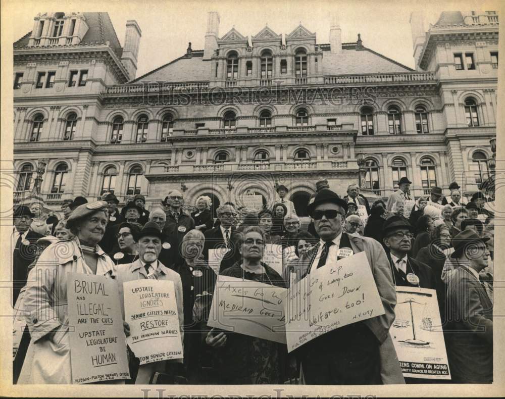 1969 Senior citizens demonstrate on capitol steps in Albany, N.Y.-Historic Images