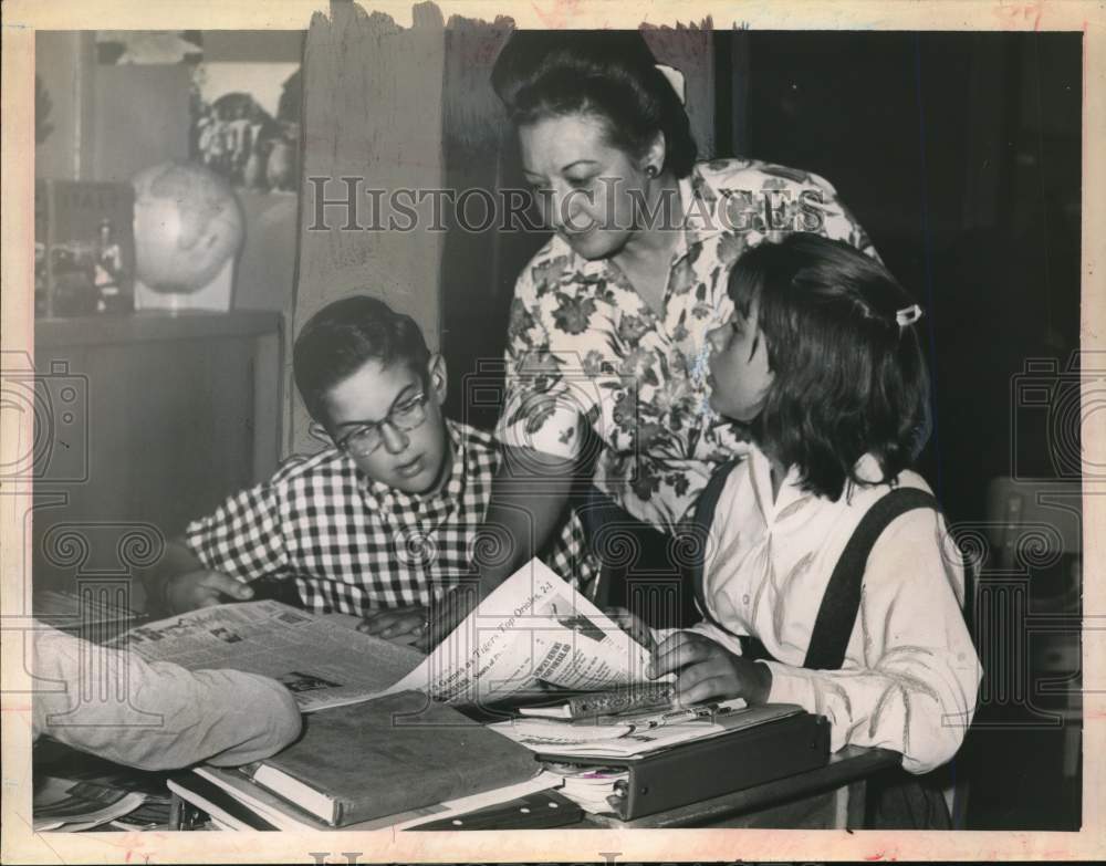 1964 Teacher with 6th graders at School 20 in Albany, New York-Historic Images