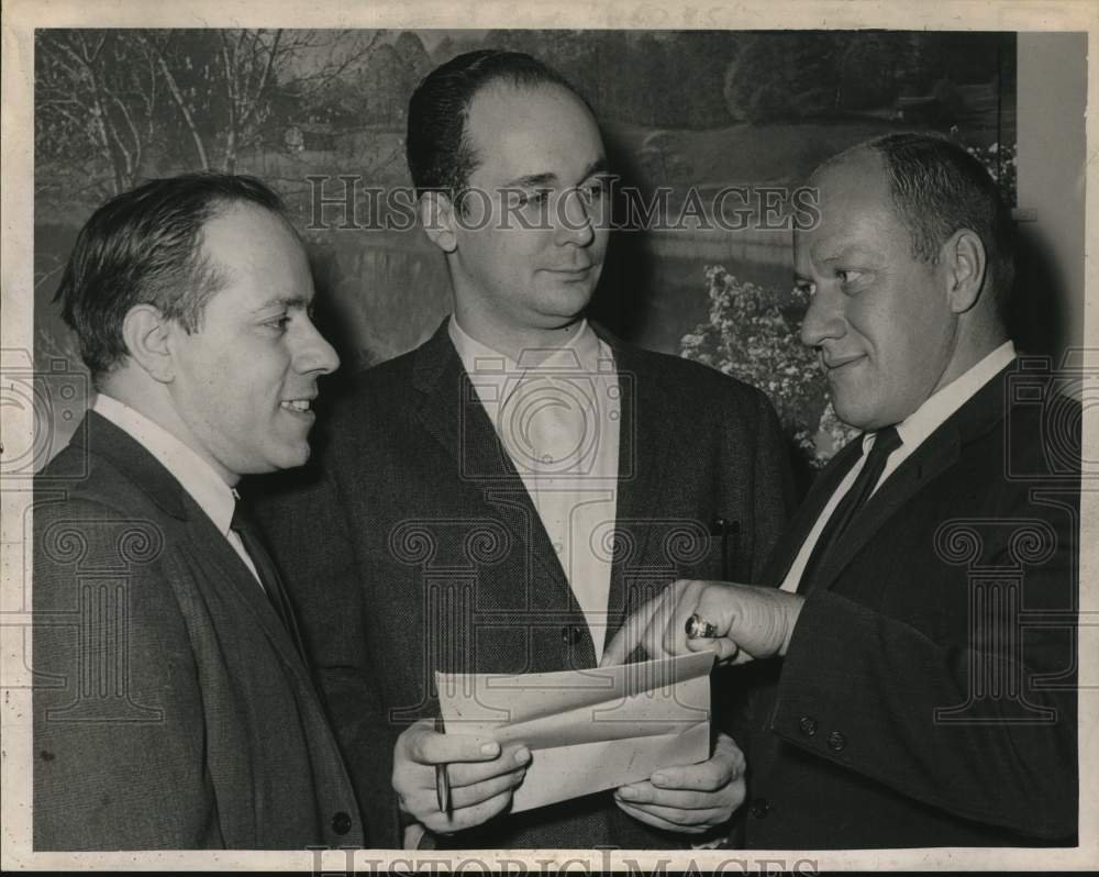 1966 Frank Bonanni, Robert Ecuyer & Fred Hubbs confer in New York-Historic Images