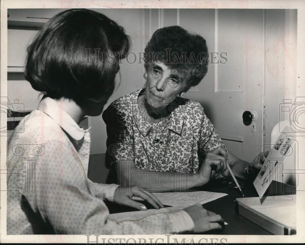 1965 Martha Decker talks with client at Job Corps center in New York-Historic Images